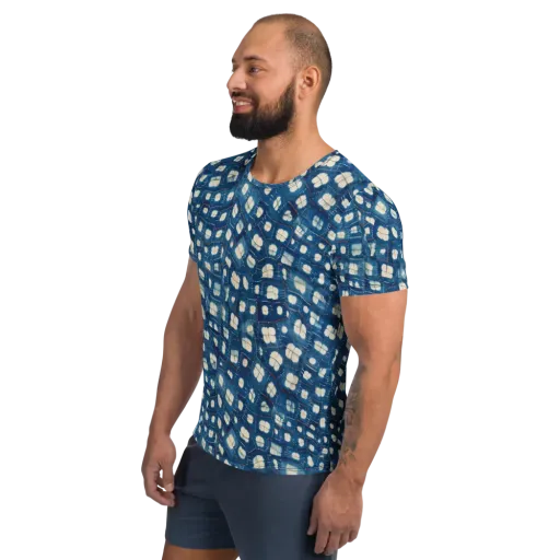 Shibori Meadow on a Men's Athletic T-Shirt