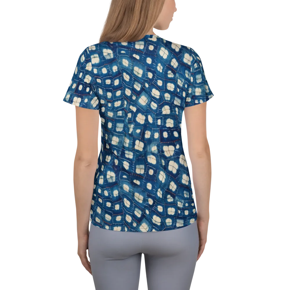 Shibori Meadow on Women's Athletic T-Shirt — Back