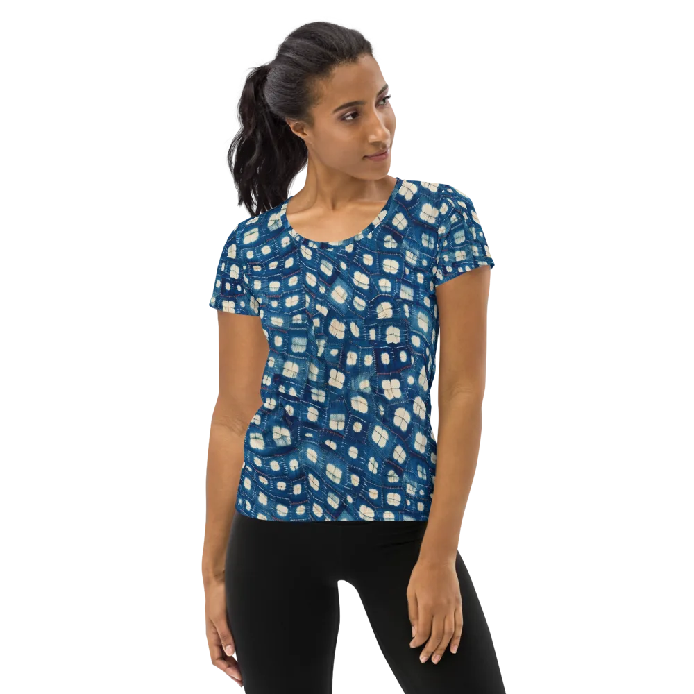Shibori Meadow on Women's Athletic T-Shirt — Front