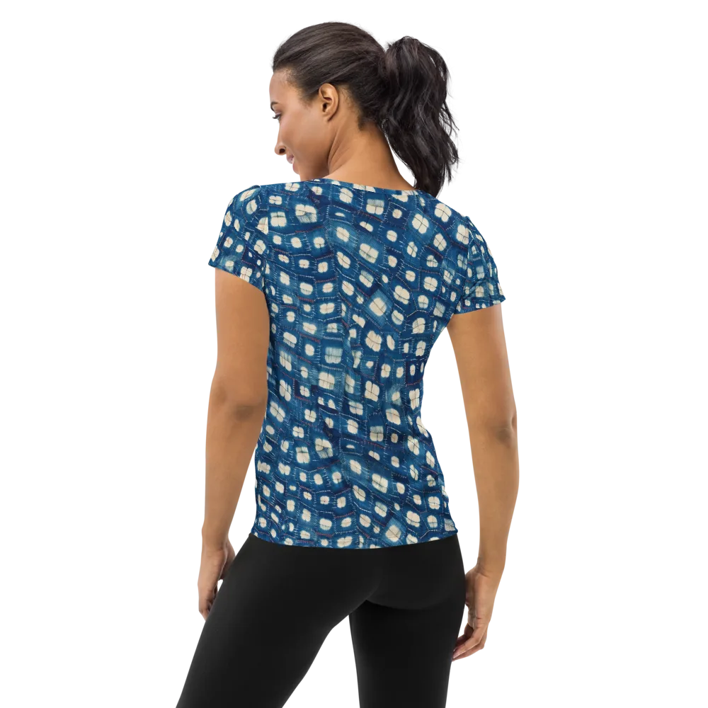 Shibori Meadow on Women's Athletic T-Shirt — Back