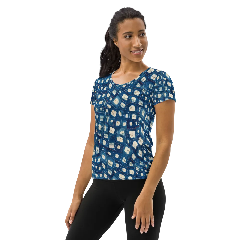 Shibori Meadow on Women's Athletic T-Shirt — Left