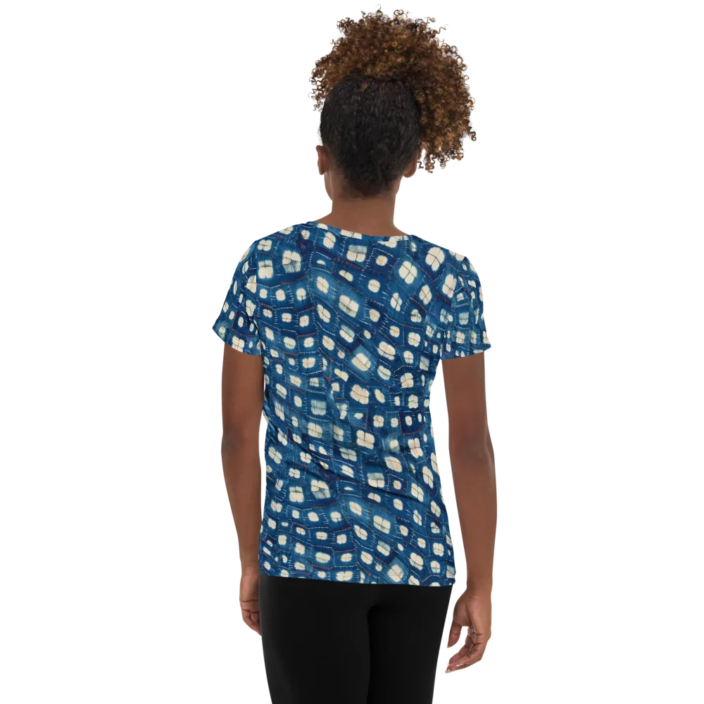 Shibori Meadow on Women's Athletic T-Shirt — Back