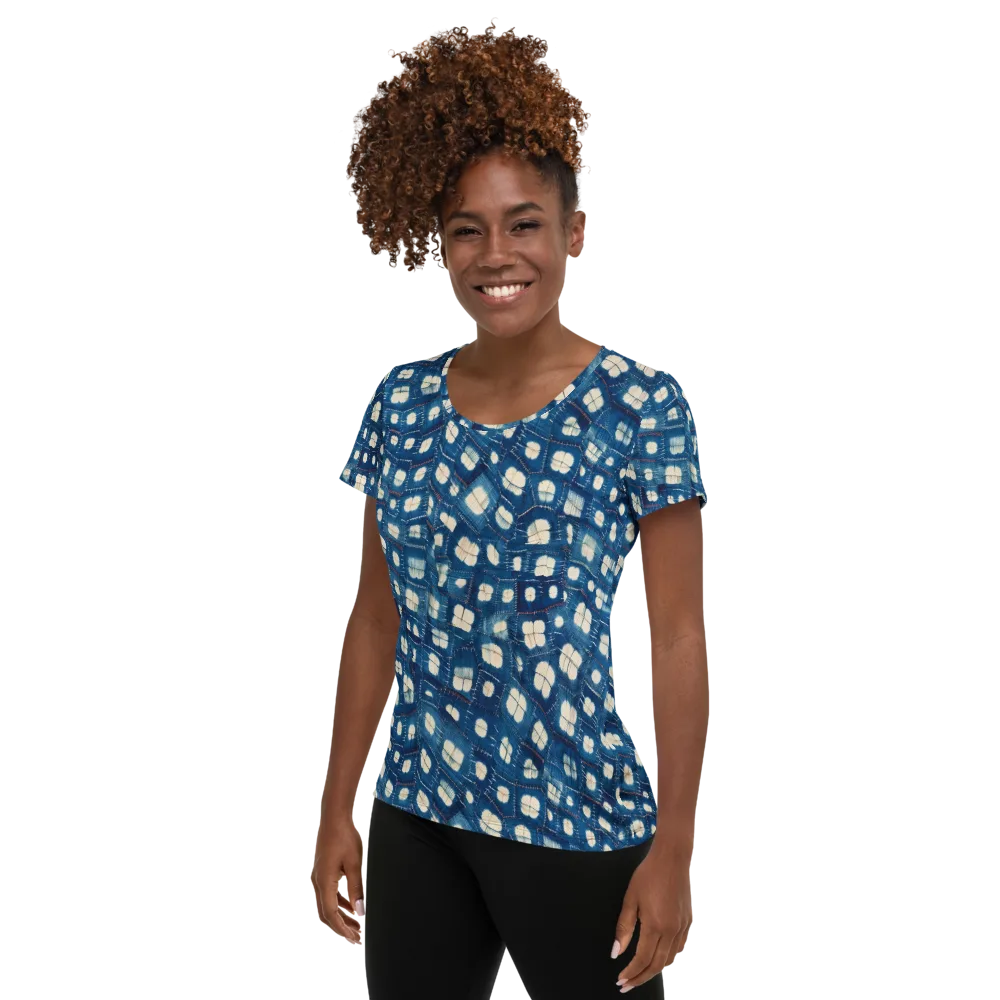 Shibori Meadow on Women's Athletic T-Shirt — Left