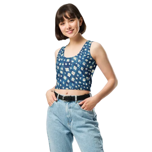 Shibori Meadow on a Crop Top