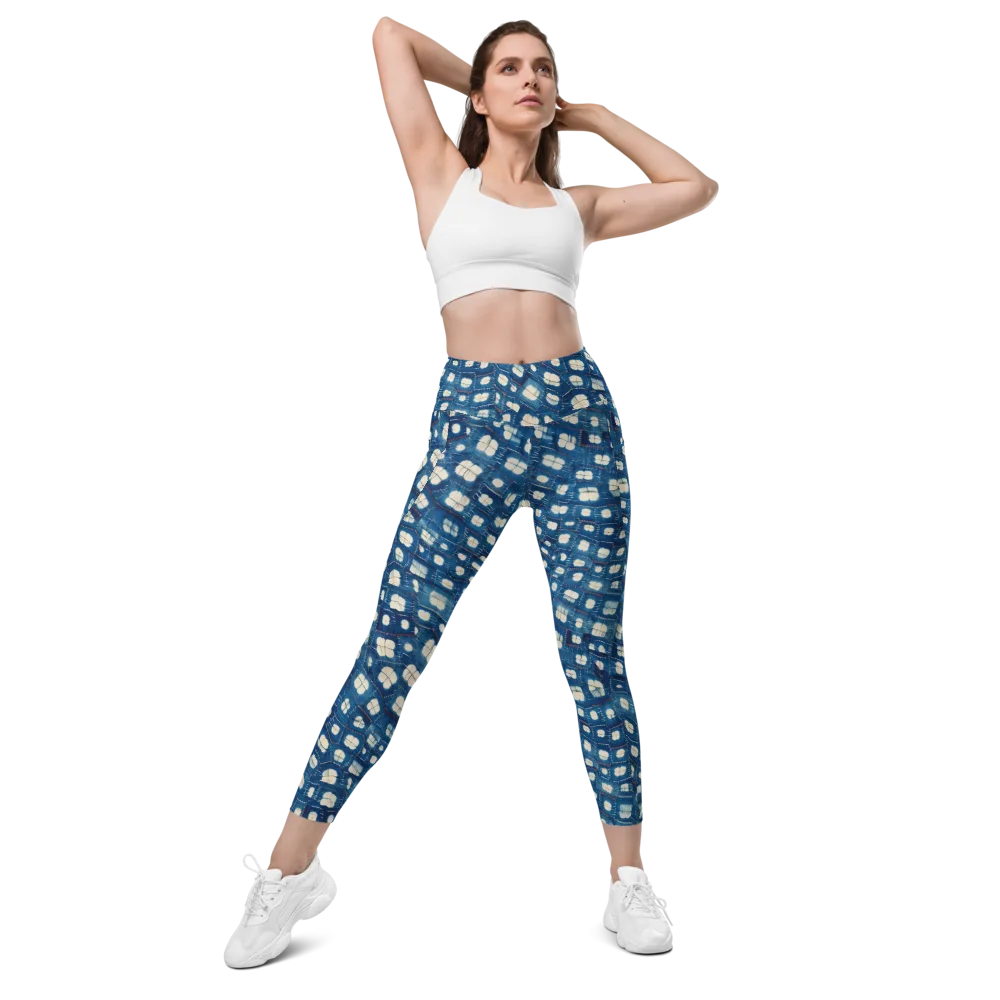 Shibori Meadow on Leggings with Pockets — Front