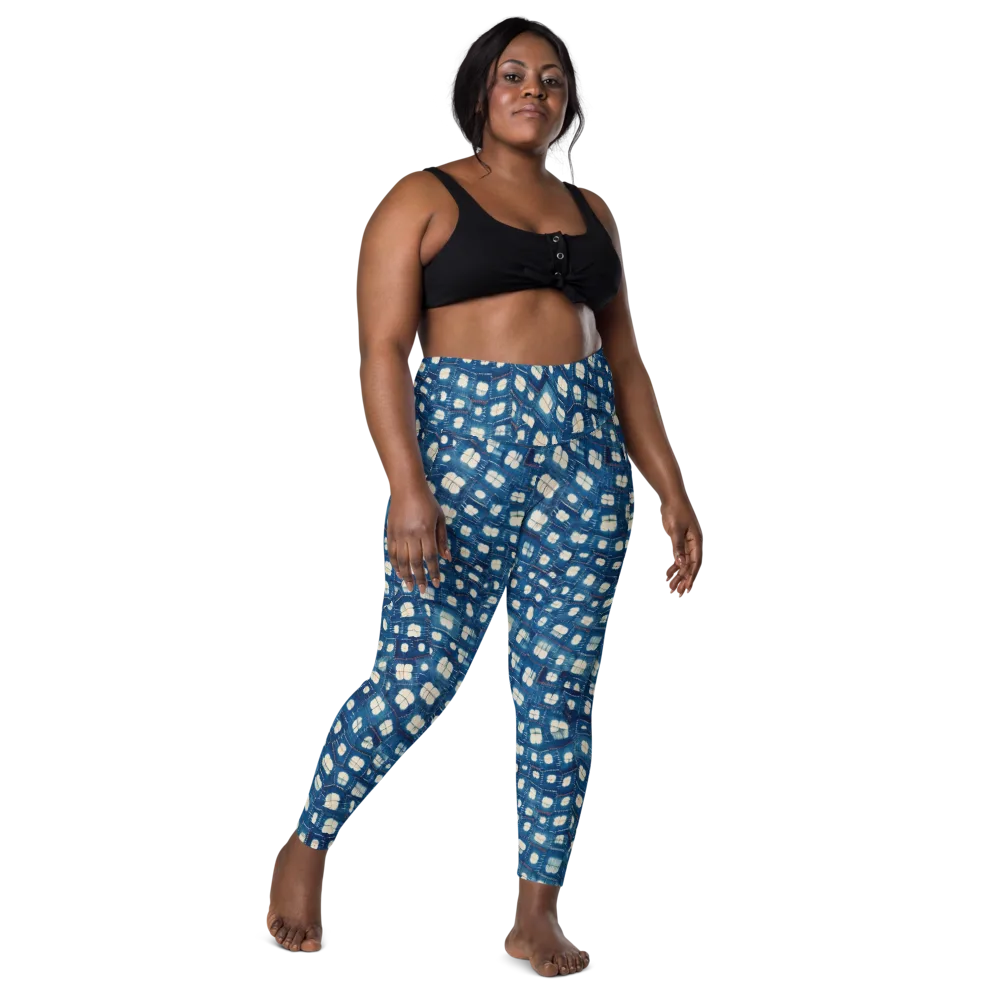 Shibori Meadow on Leggings with Pockets — Front