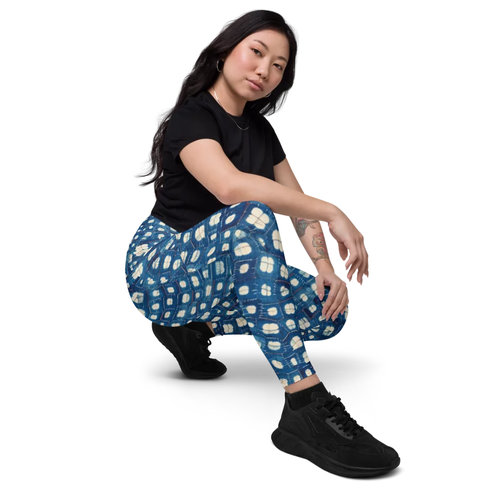 Shibori Meadow on Leggings with Pockets — Right Front