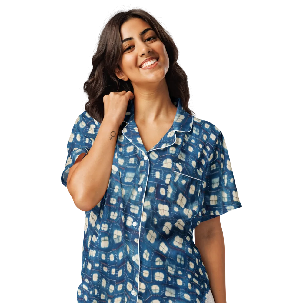Shibori Meadow on Women's Short Sleeve Pajama Top — Front