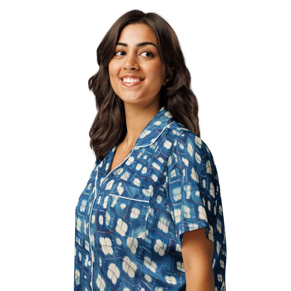 Shibori Meadow on Women's Short Sleeve Pajama Top — Left Front
