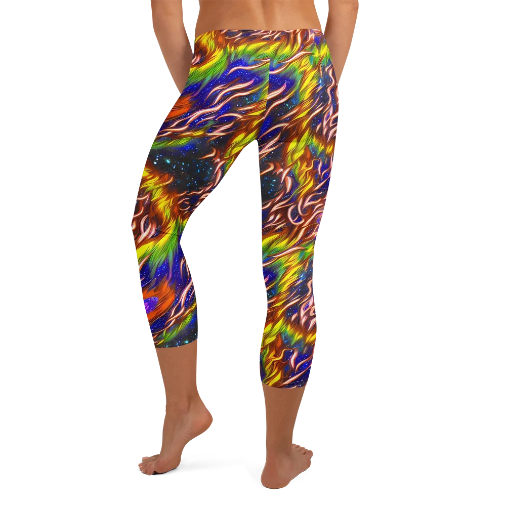 Fevered Orbit on Capri Leggings — Back