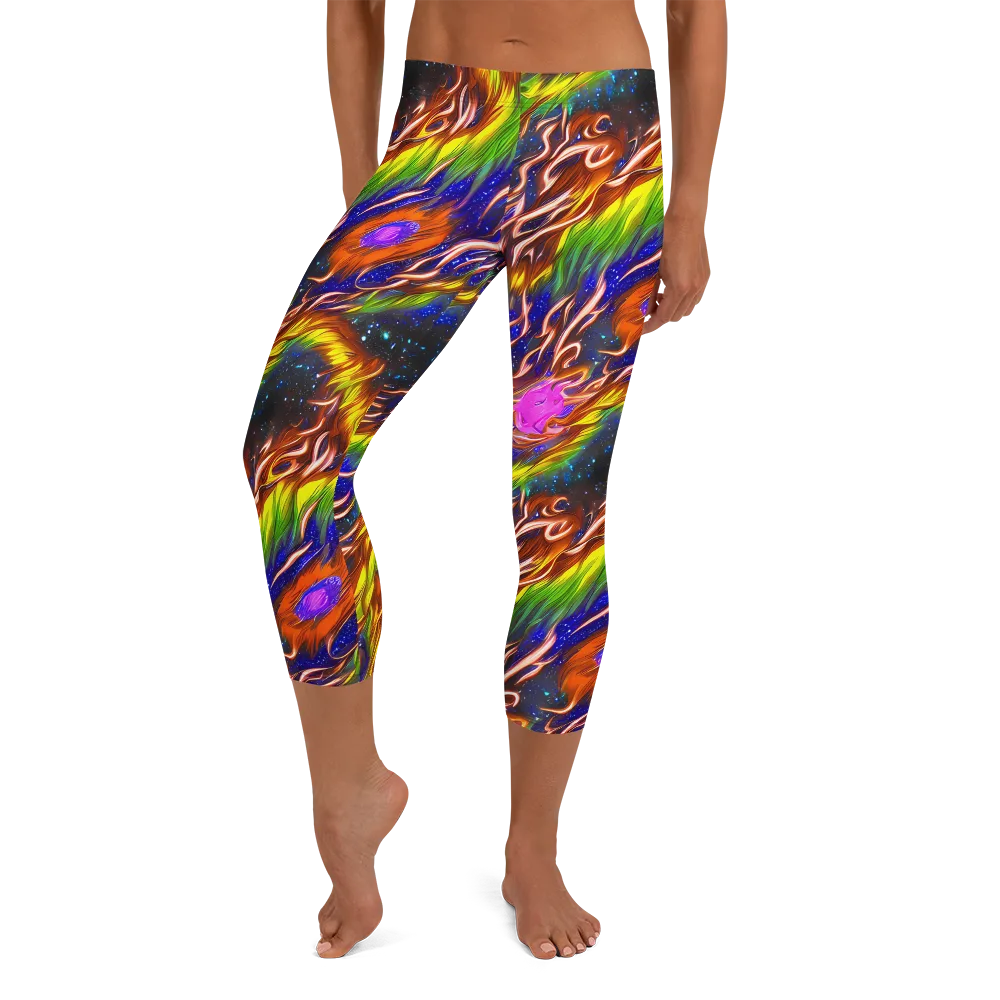 Fevered Orbit on Capri Leggings — Front