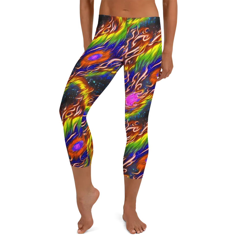 Fevered Orbit on Capri Leggings — Front