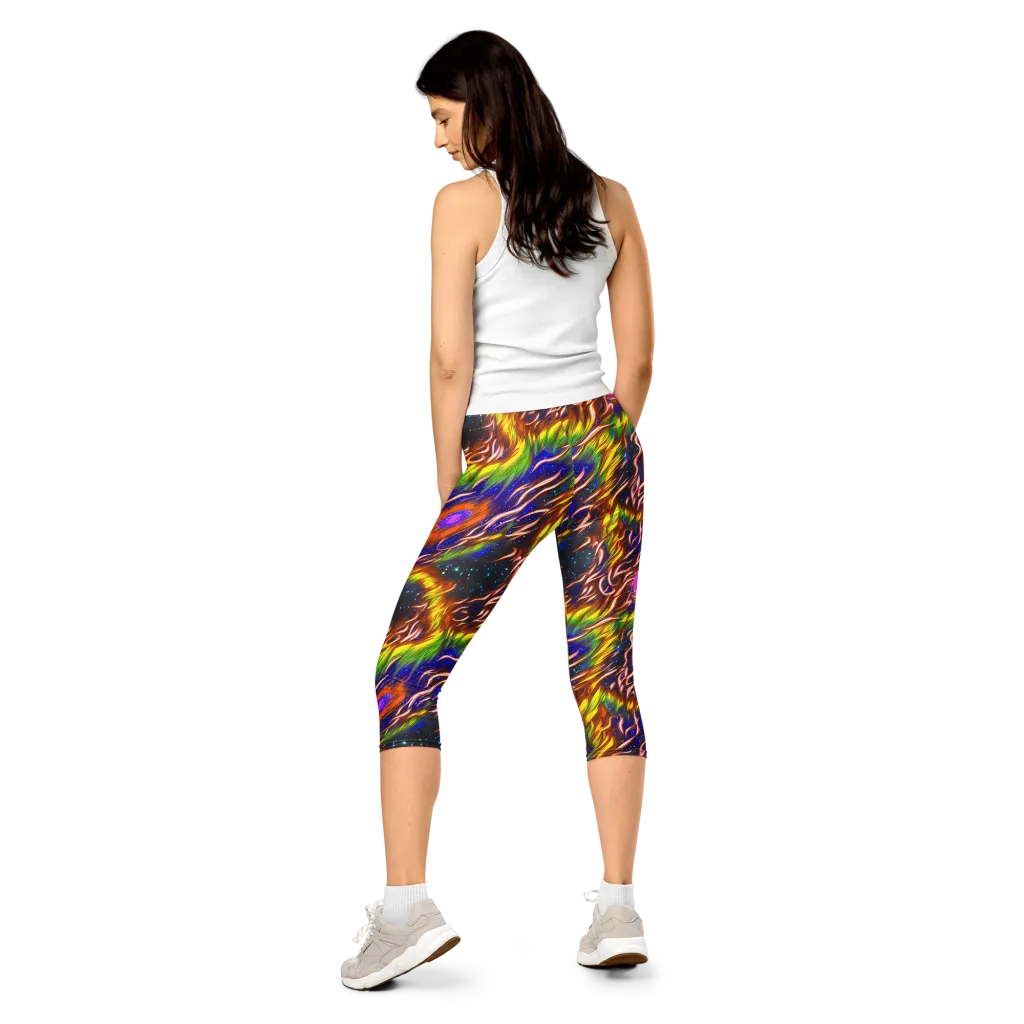 Fevered Orbit on Capri Leggings — Back