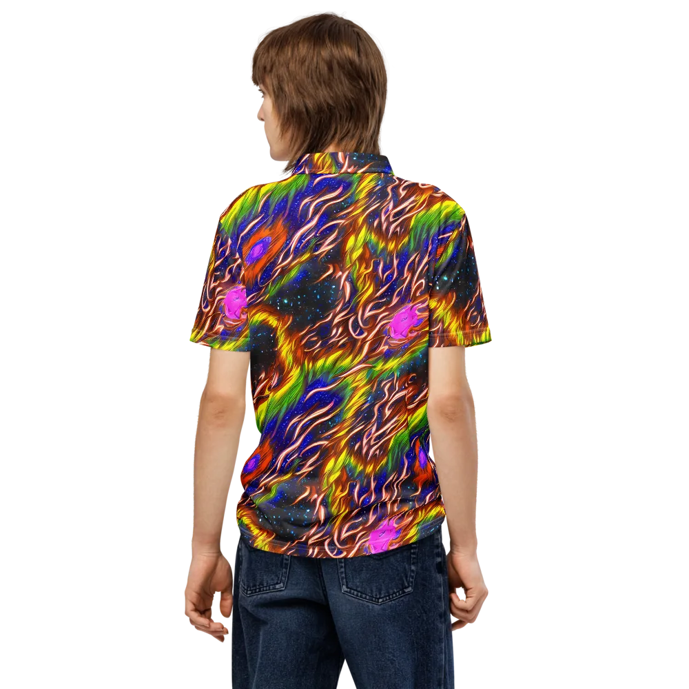 Fevered Orbit on Men's Slim Fit Polo Shirt — Back