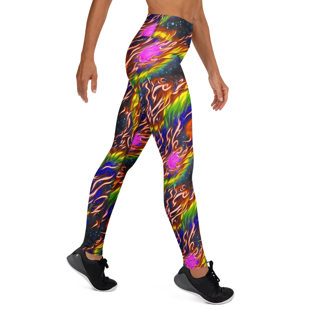 Fevered Orbit on Yoga Leggings — Right