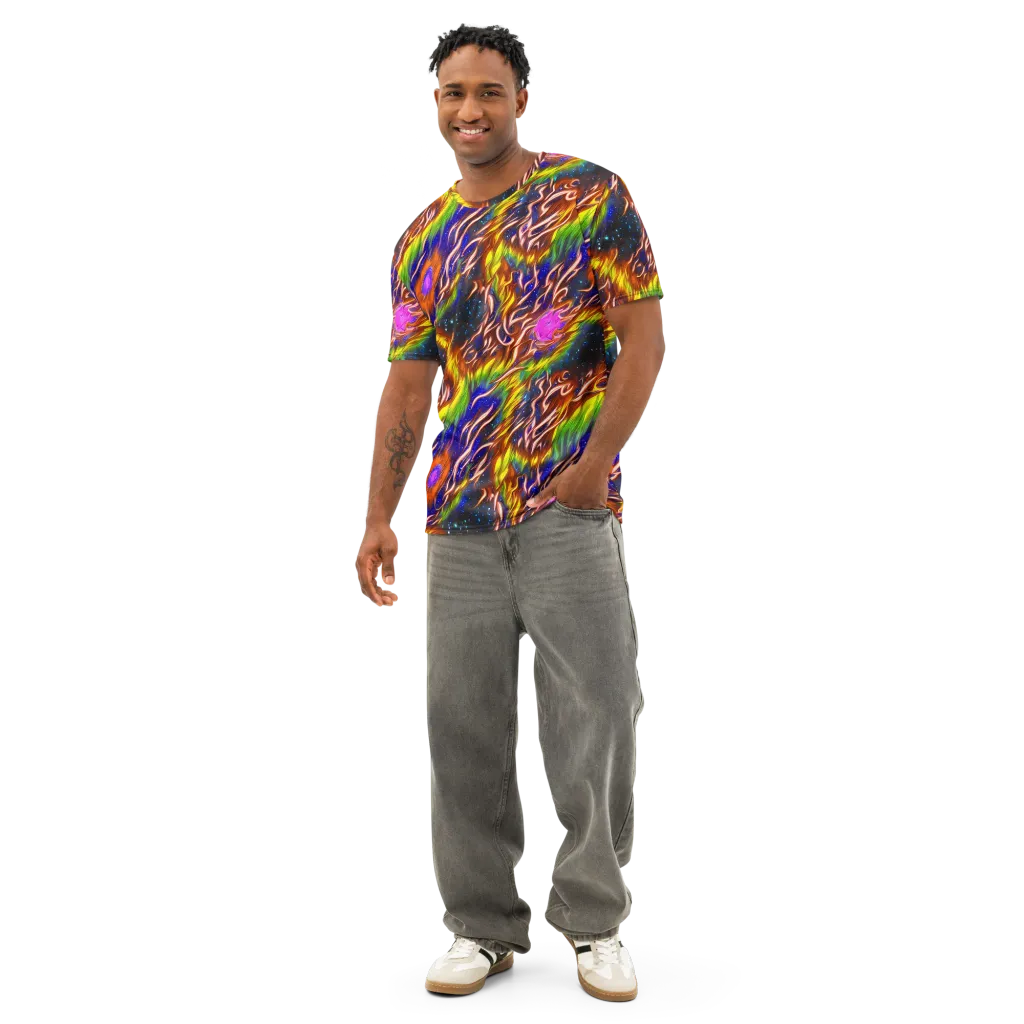Fevered Orbit on Men's Cotton Crew Neck T-Shirt — Front