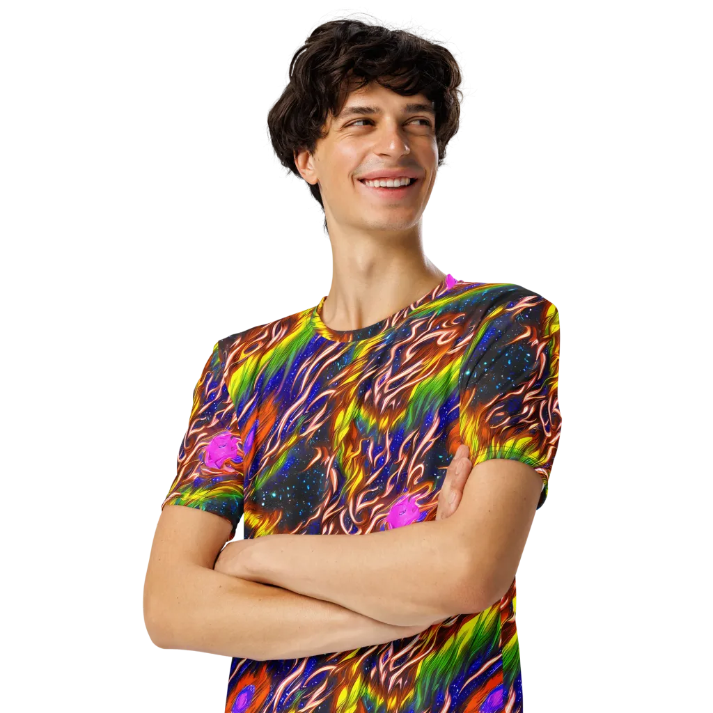 Fevered Orbit on Men's Crew Neck T-Shirt — Left Front