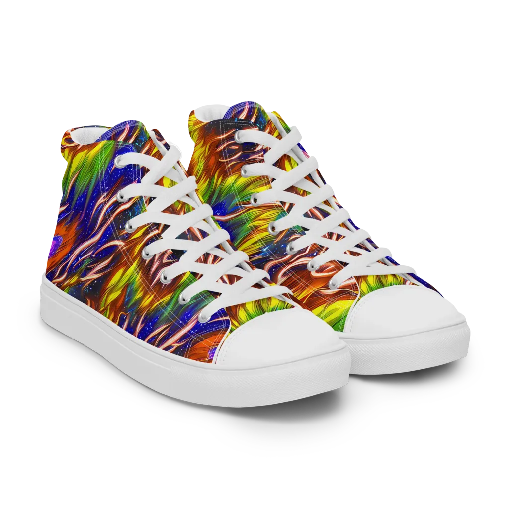 Fevered Orbit on Men's High Top Canvas Shoes — Right Front