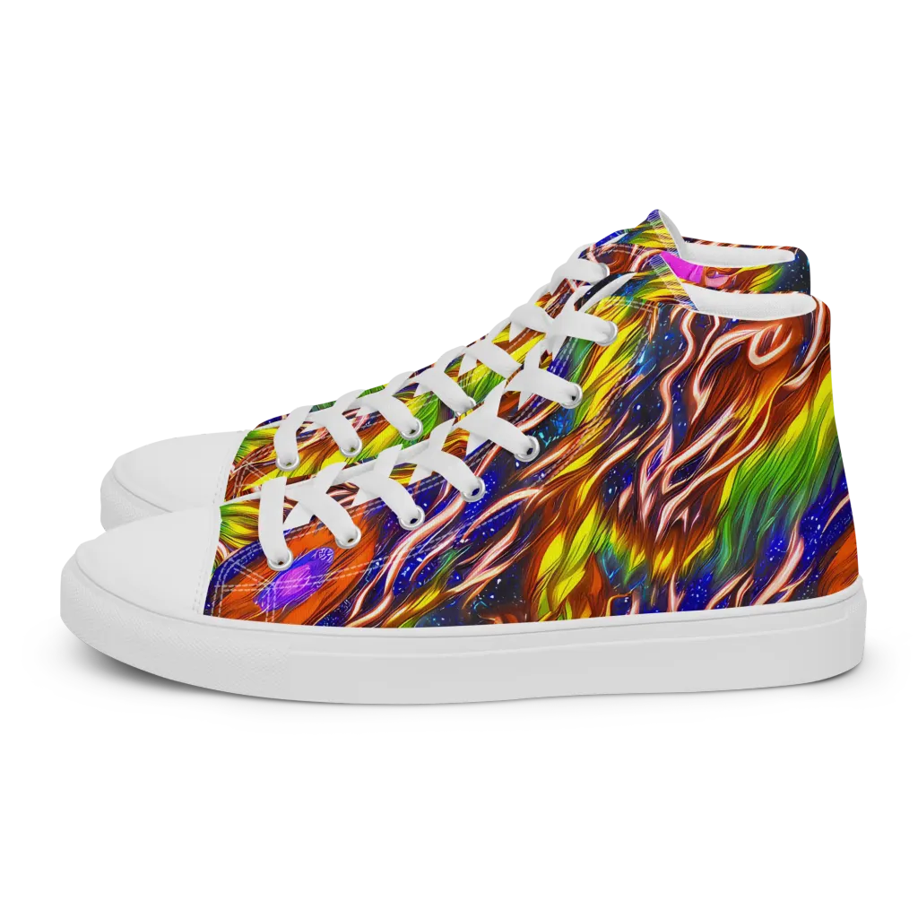 Fevered Orbit on Men's High Top Canvas Shoes — Left