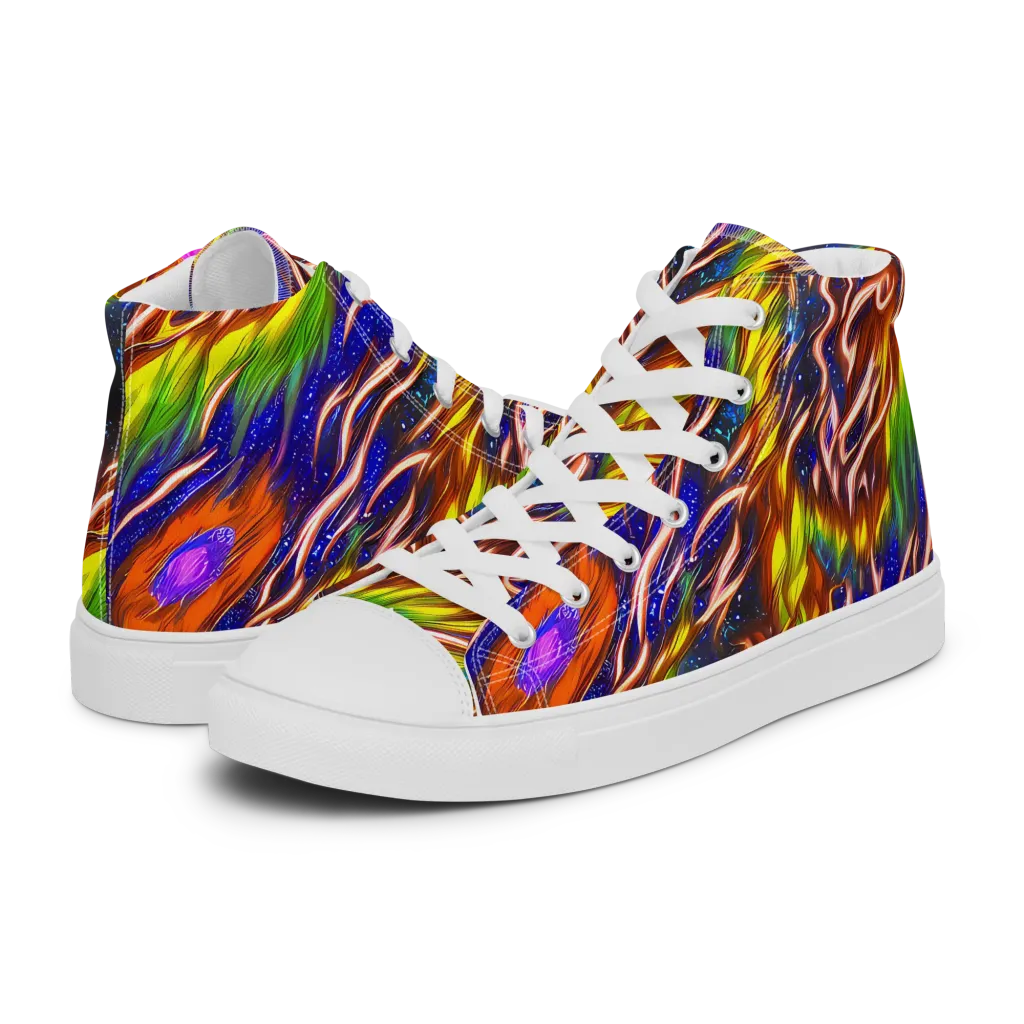 Fevered Orbit on Men's High Top Canvas Shoes — Left