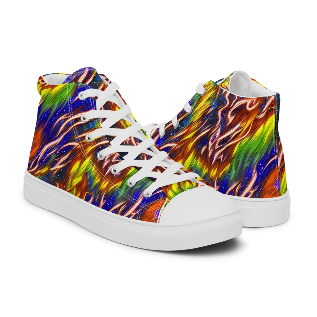Fevered Orbit on Men's High Top Canvas Shoes — Right