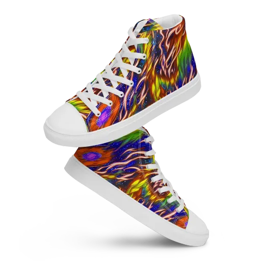 Fevered Orbit on a Men's High Top Canvas Shoes