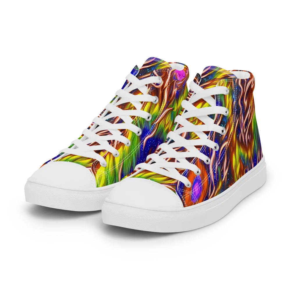 Fevered Orbit on Women's High Top Canvas Shoes — Left Front