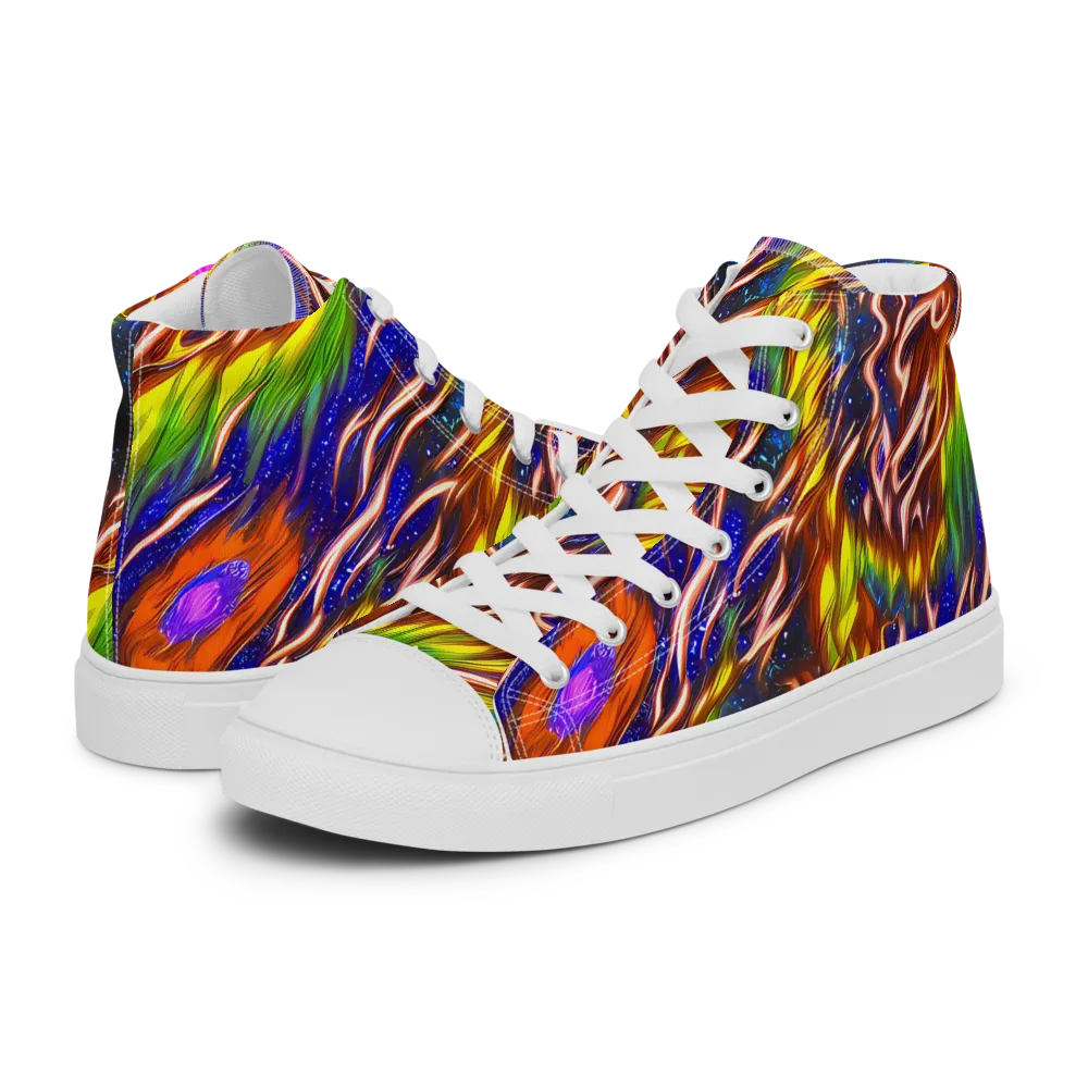 Fevered Orbit on Women's High Top Canvas Shoes — Left