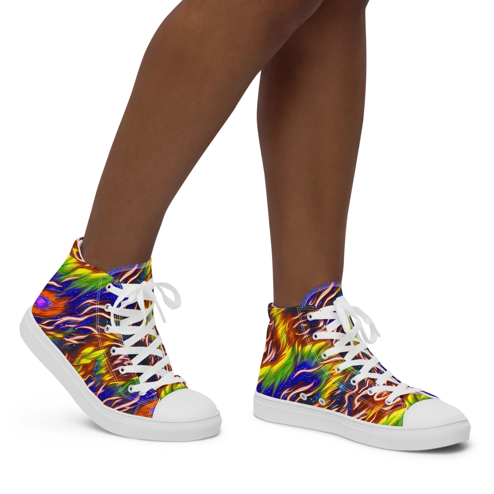 Fevered Orbit on Women's High Top Canvas Shoes — Right