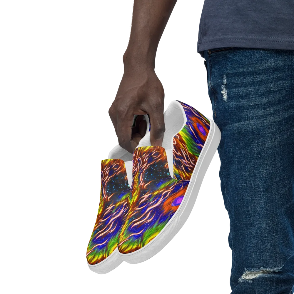 Fevered Orbit on Men's Slip-On Canvas Shoes — Left Front