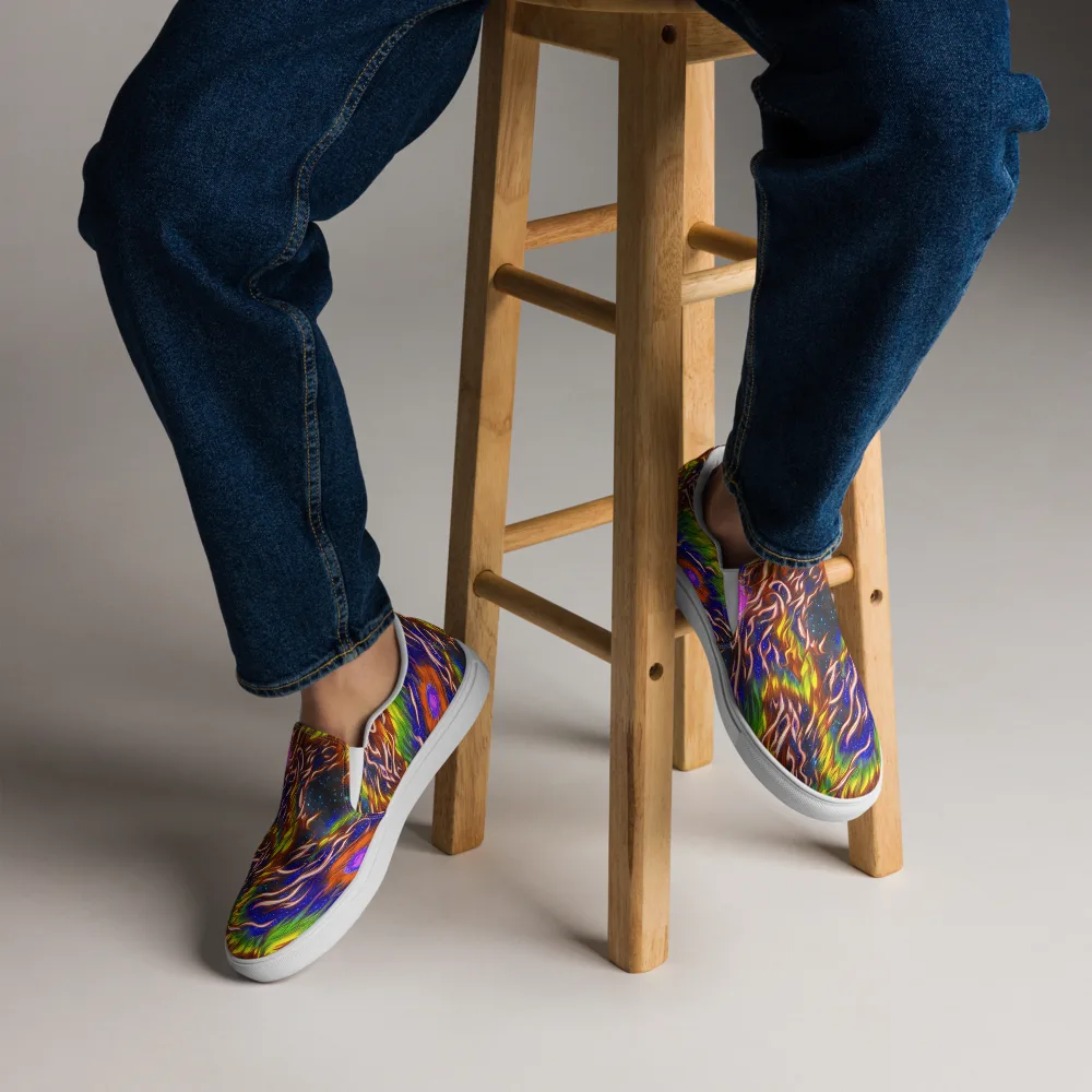 Fevered Orbit on Men's Slip-On Canvas Shoes — Front