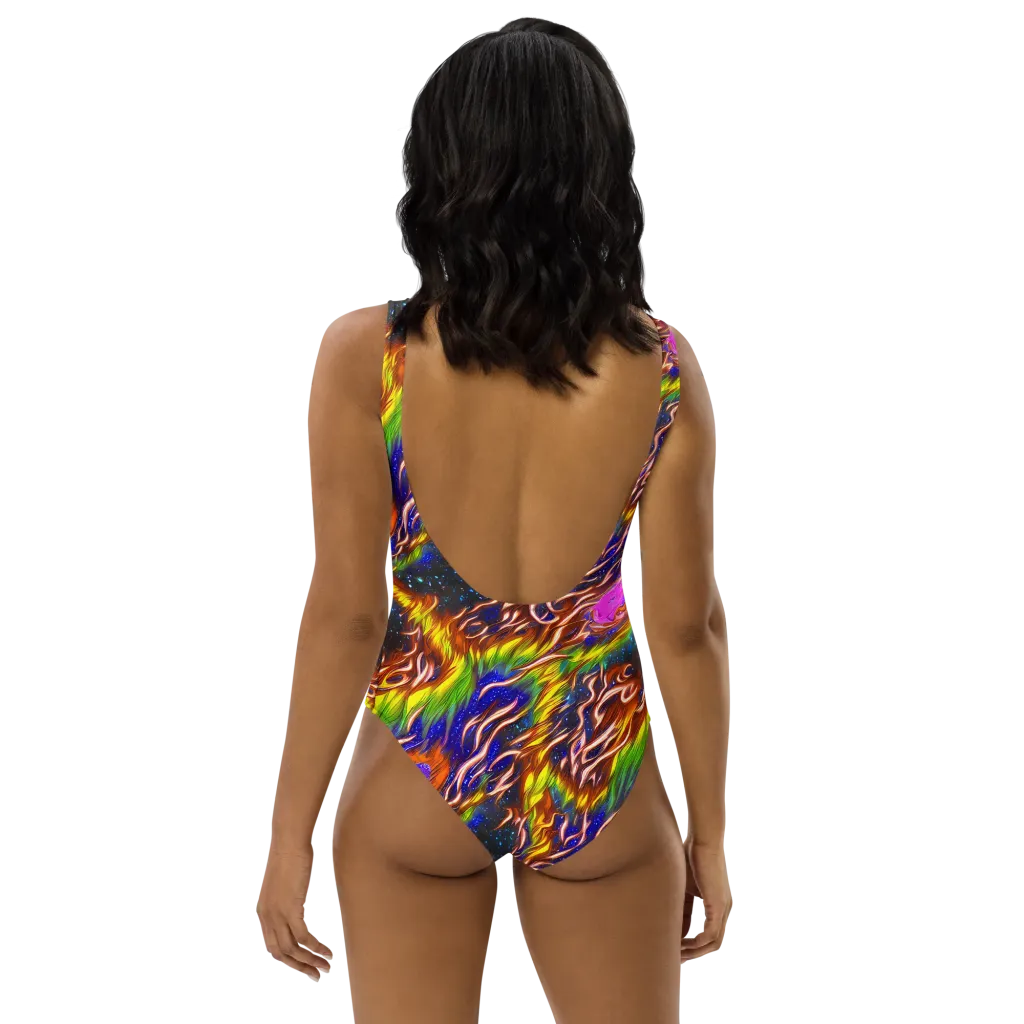 Fevered Orbit on One-Piece Swimsuit — Back