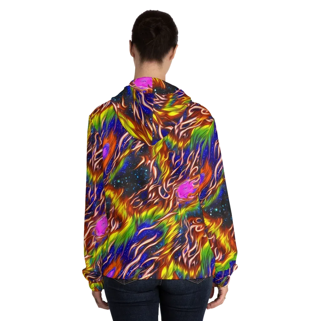 Fevered Orbit on Women's Full-Zip Hoodie — Back On Person