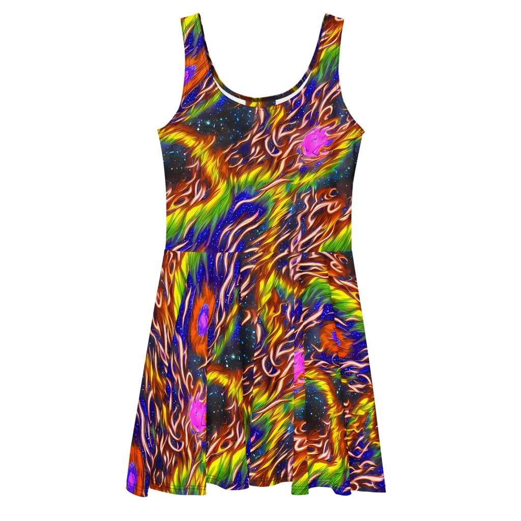 Fevered Orbit on Skater Dress — Front