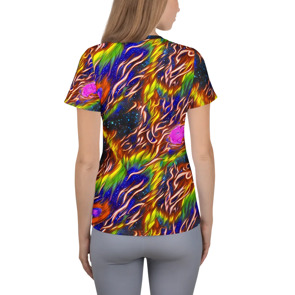 Fevered Orbit on Women's Athletic T-Shirt — Back