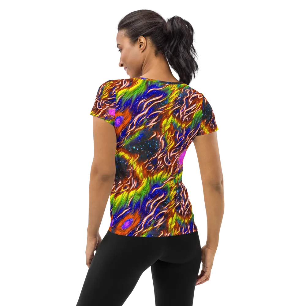 Fevered Orbit on Women's Athletic T-Shirt — Back