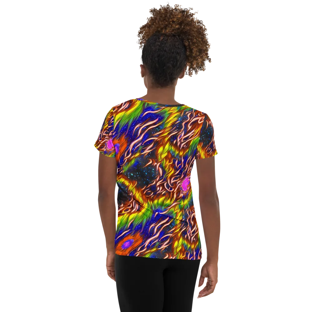 Fevered Orbit on Women's Athletic T-Shirt — Back