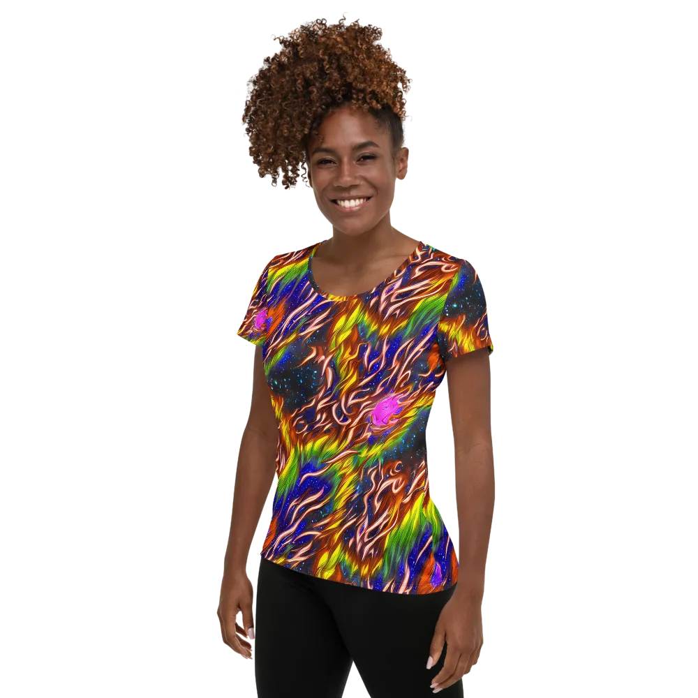 Fevered Orbit on Women's Athletic T-Shirt — Left