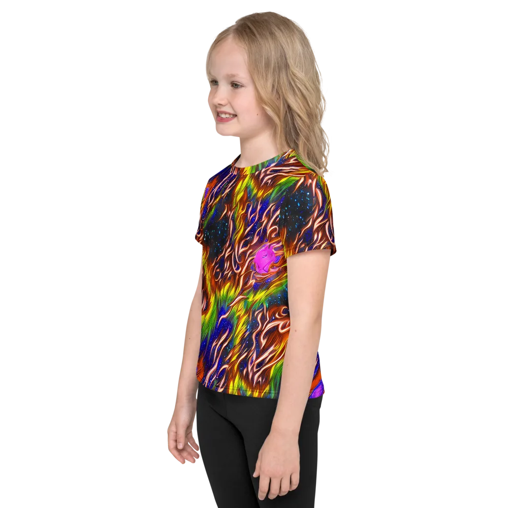Fevered Orbit on Kids Crew Neck T-Shirt — Left