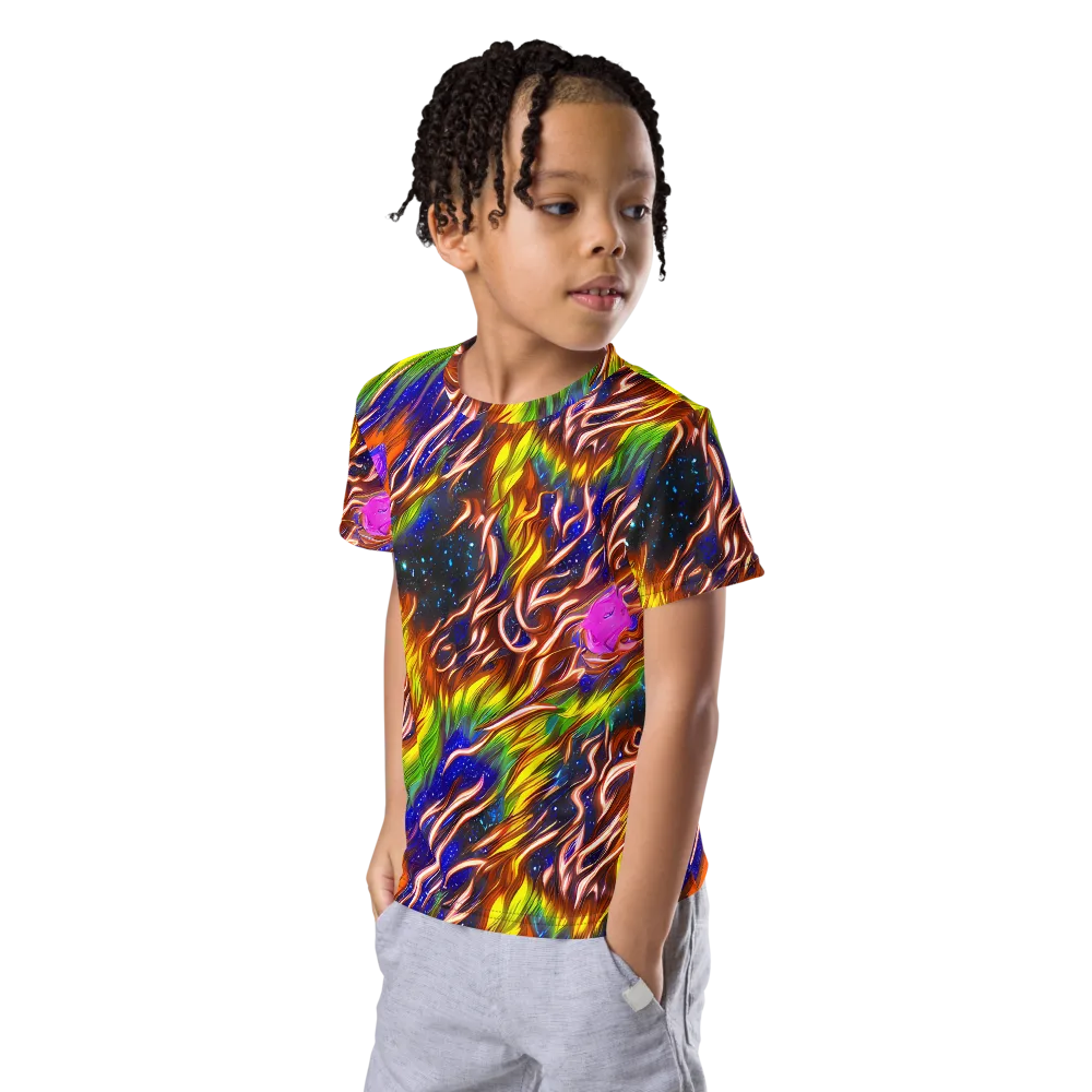 Fevered Orbit on Kids Crew Neck T-Shirt — Left Front