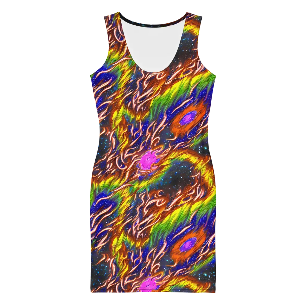 Fevered Orbit on Bodycon Dress — Front