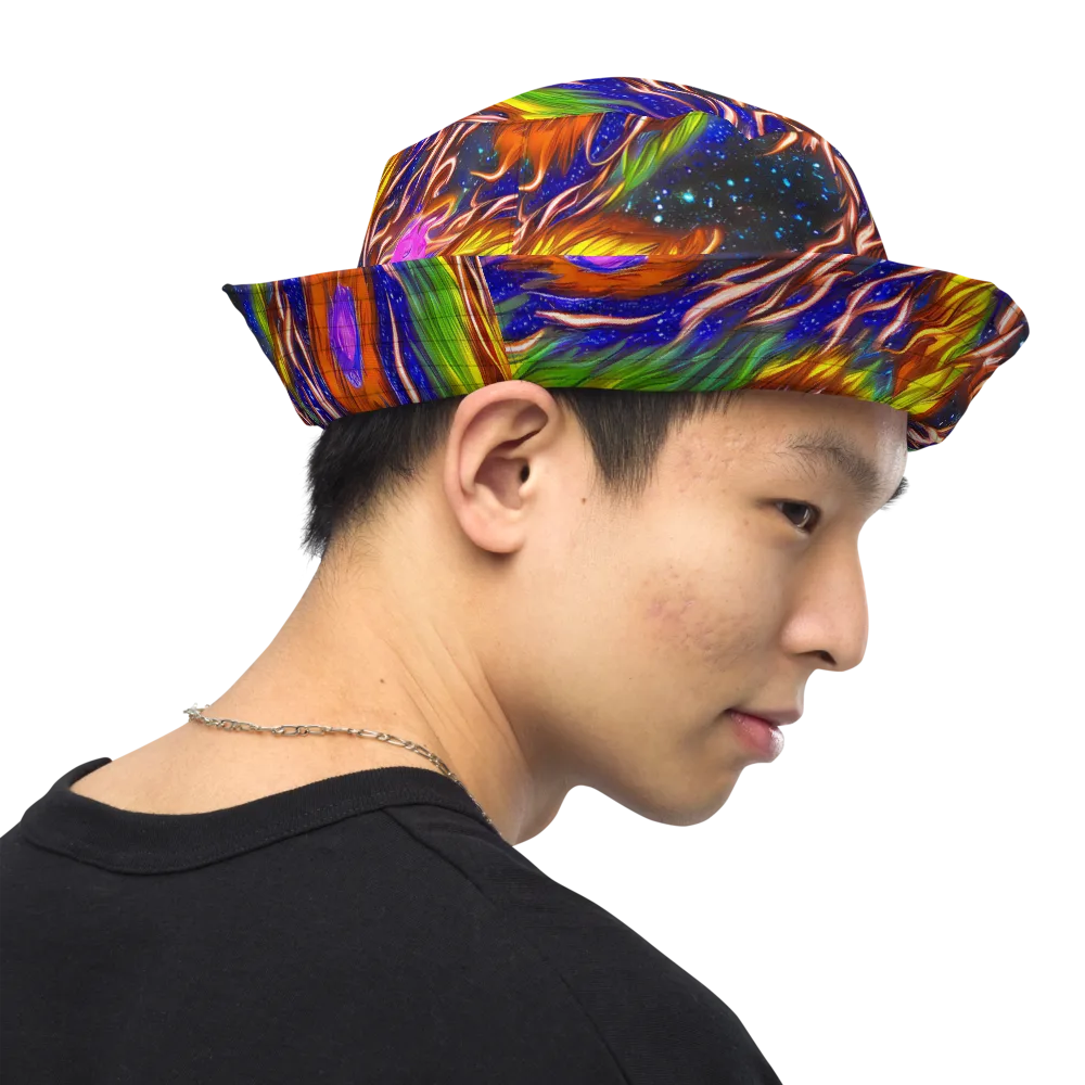 Fevered Orbit on Reversible Bucket Hat — Right Outside