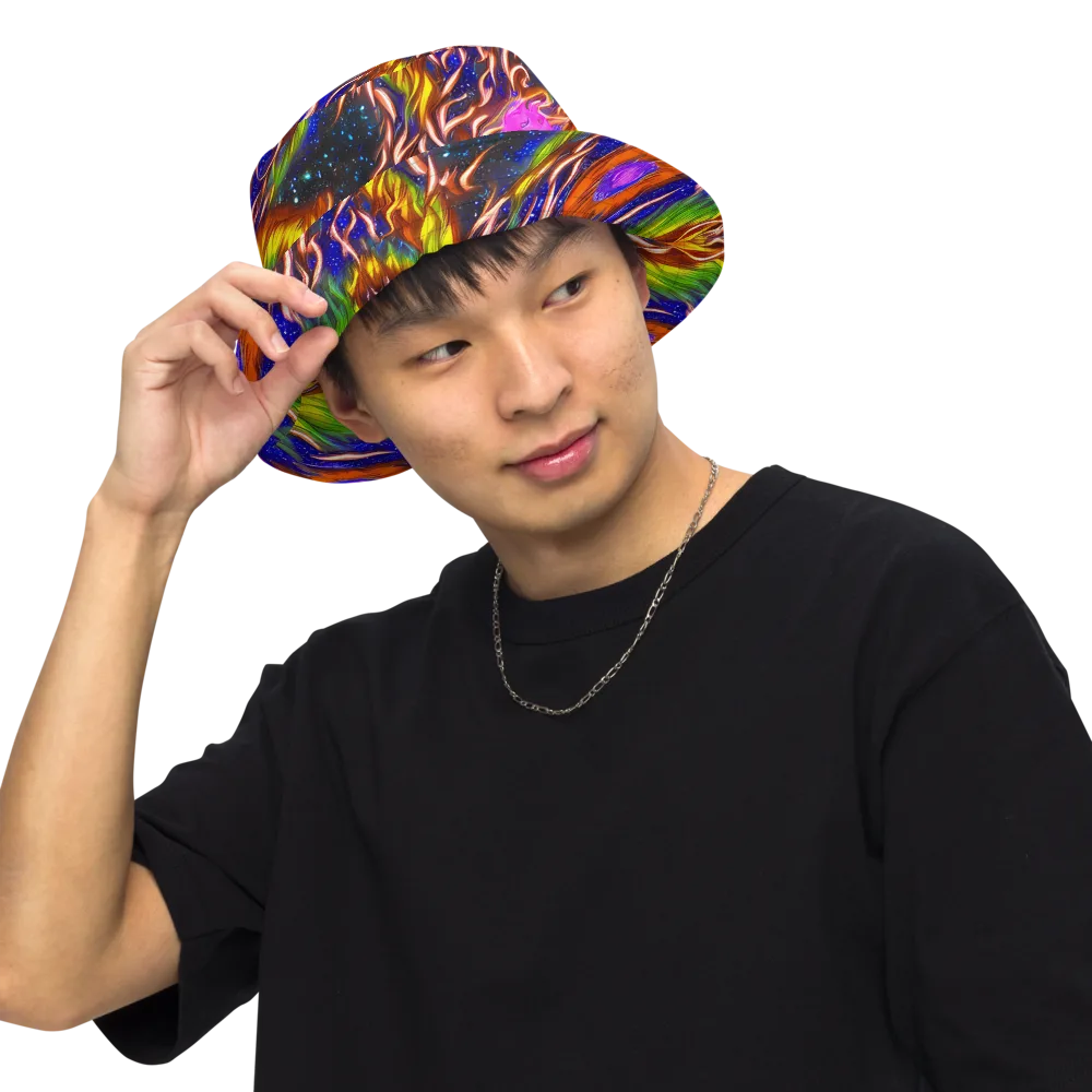 Fevered Orbit on Reversible Bucket Hat — Front Inside