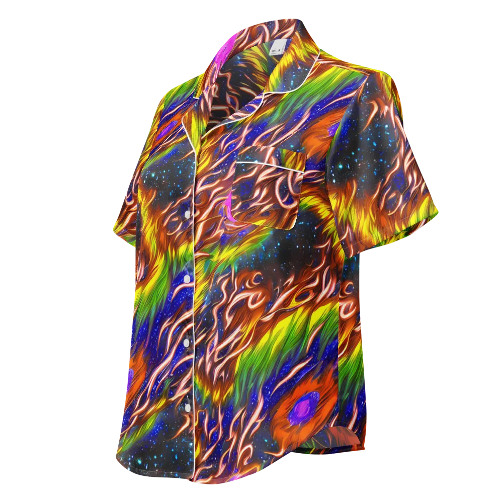 Fevered Orbit on Women's Short Sleeve Pajama Top — Left Front