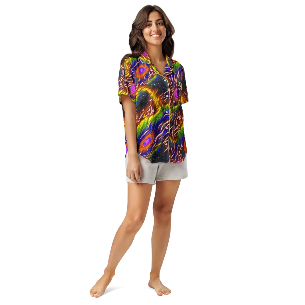 Fevered Orbit on Women's Short Sleeve Pajama Top — Front