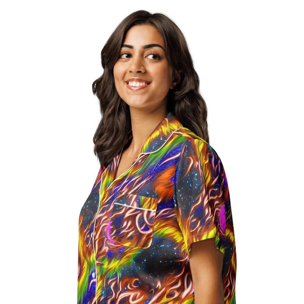 Fevered Orbit on Women's Short Sleeve Pajama Top — Left Front