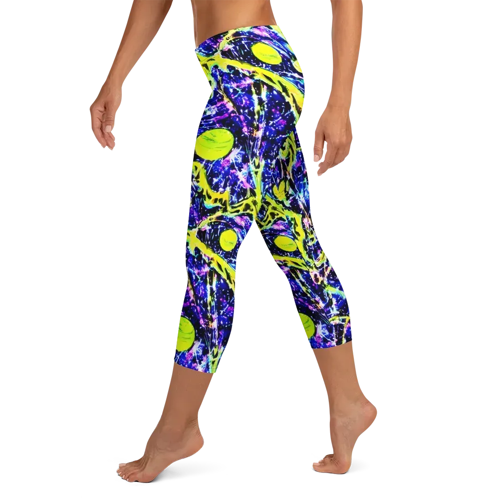 Psychedelic Orchard on Capri Leggings — Left