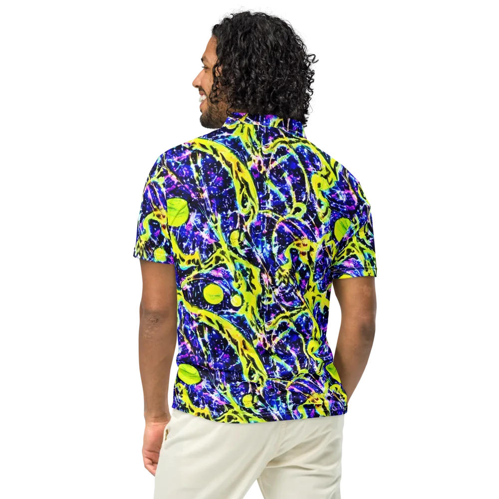 Psychedelic Orchard on Men's Slim Fit Polo Shirt — Back