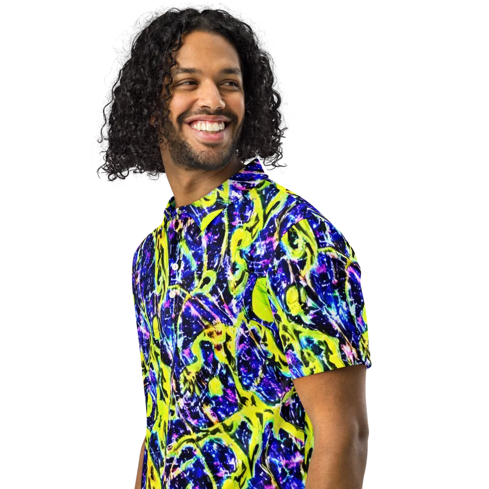 Psychedelic Orchard on Men's Slim Fit Polo Shirt — Left Front