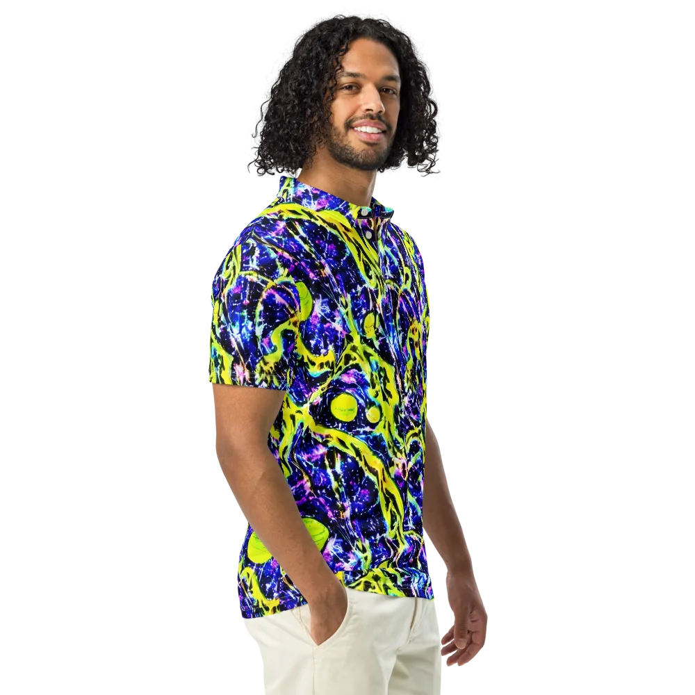 Psychedelic Orchard on Men's Slim Fit Polo Shirt — Right Front